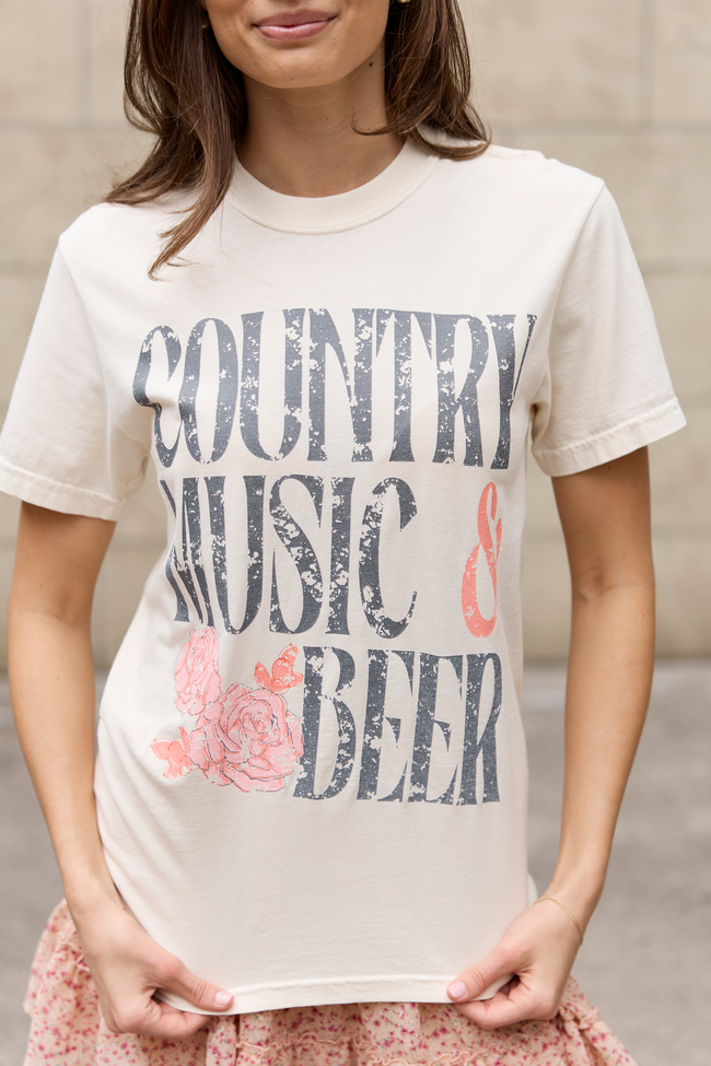 Country Music & Beer Ivory Graphic Tee