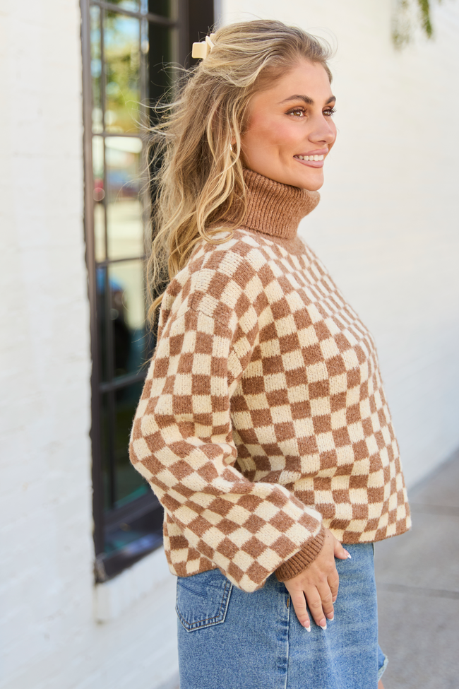 Kelli Brown Checkered Turtleneck Sweater