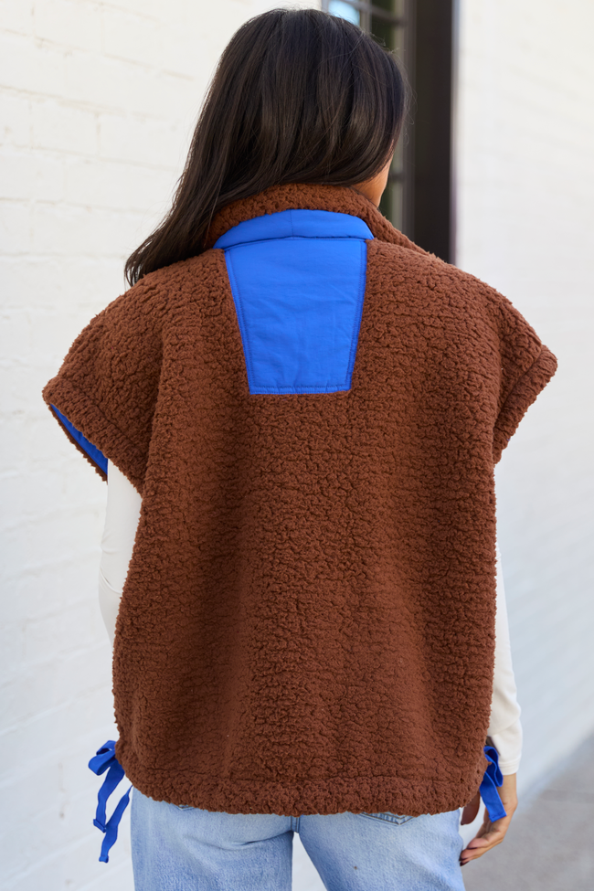Clo Brown Sherpa Oversized Vest