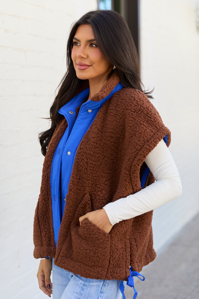 Clo Brown Sherpa Oversized Vest