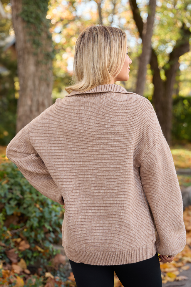 Britt Brown Quarter Zip Sweater