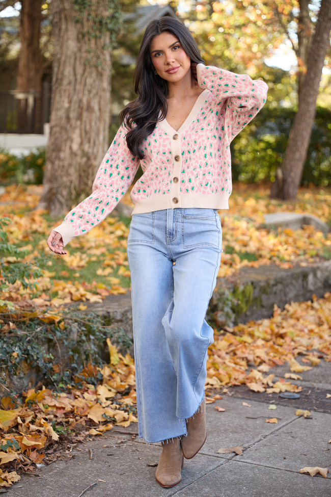 Sammy Pink and Green Leopard Cardigan