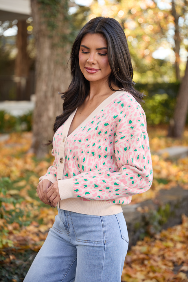 Sammy Pink and Green Leopard Cardigan