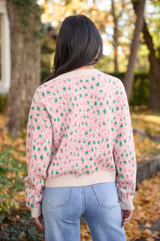 Sammy Pink and Green Leopard Cardigan
