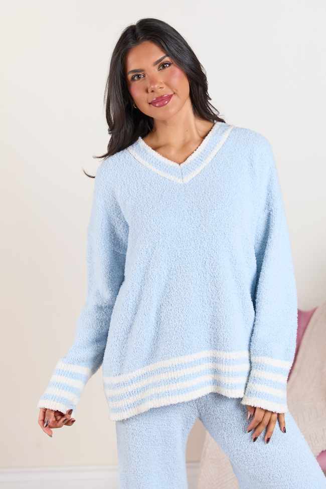 Angie Blue Striped Lounge Sweater