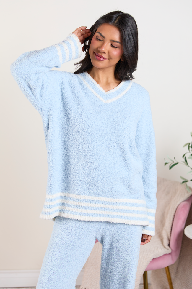 Angie Blue Striped Lounge Sweater