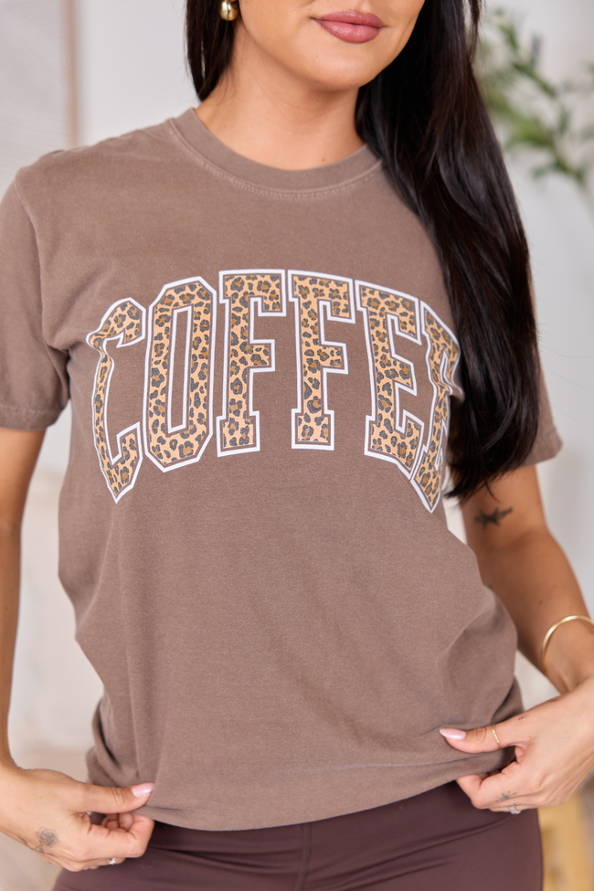 Coffee Leopard Print Brown Graphic Tee