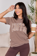 Coffee Leopard Print Brown Graphic Tee