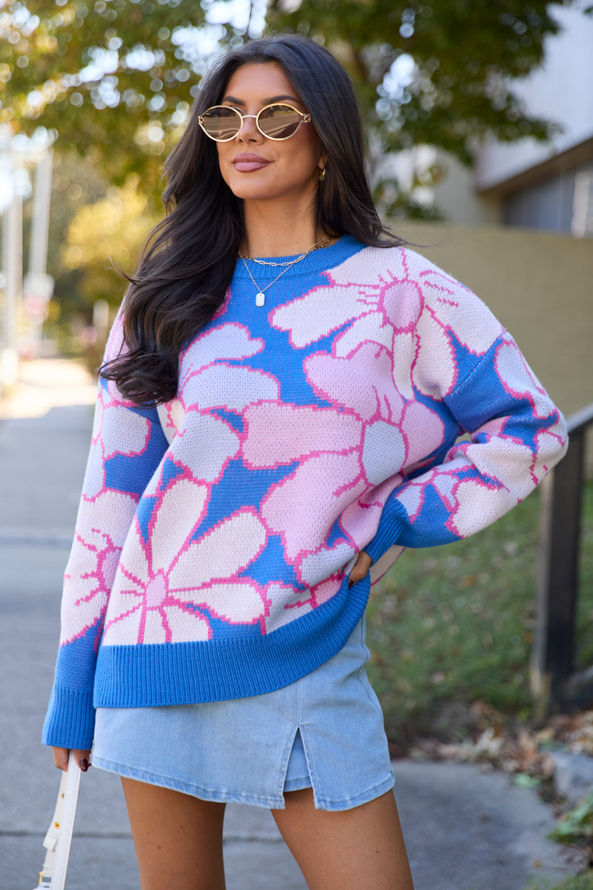 Capri Blue Multi Floral Sweater