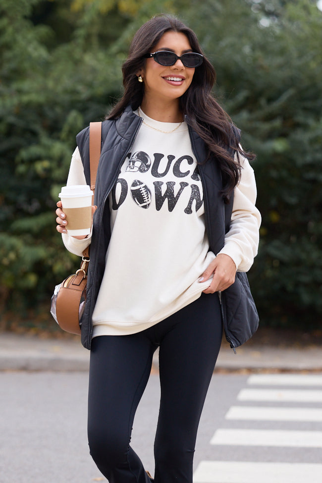 Touchdown Printed Cream Graphic Sweatshirt