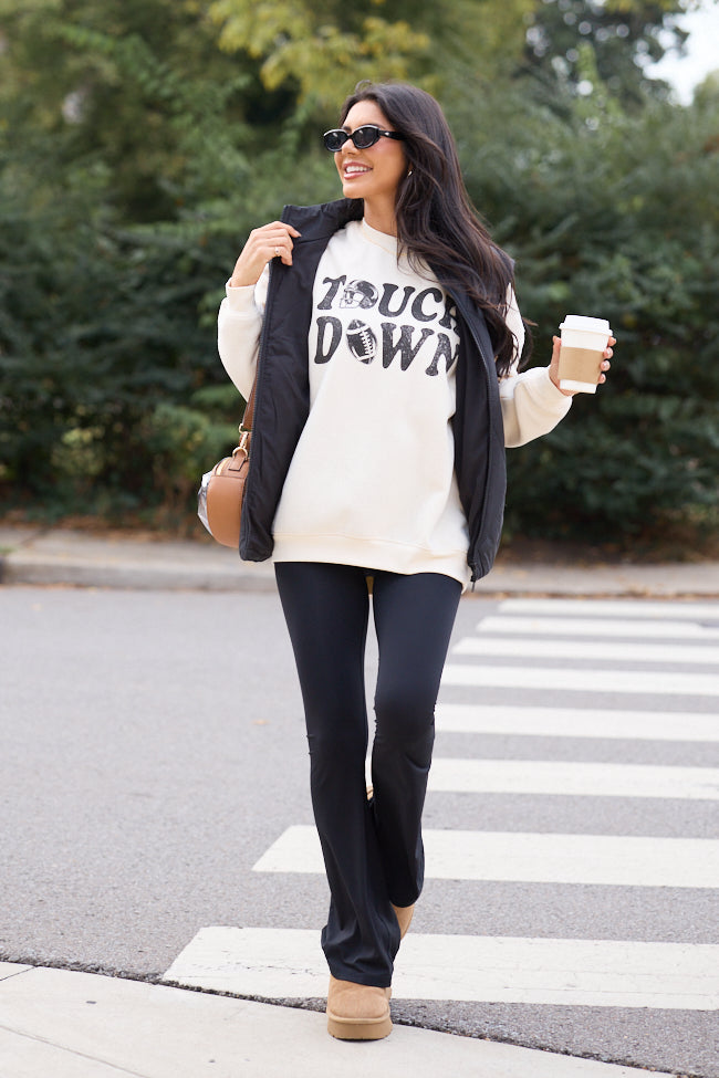 Touchdown Printed Cream Graphic Sweatshirt