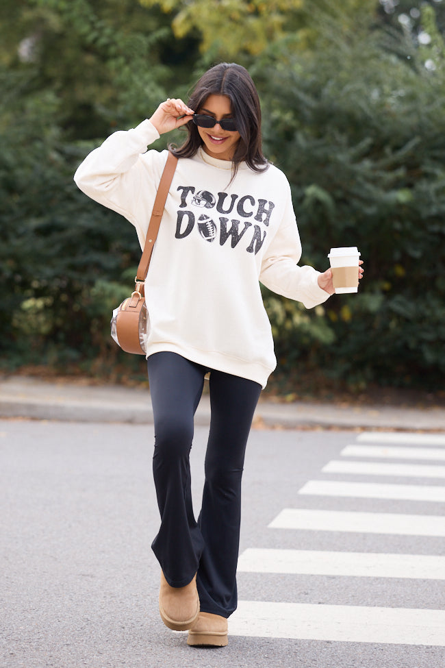 Touchdown Printed Cream Graphic Sweatshirt