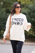 Touchdown Printed Cream Graphic Sweatshirt