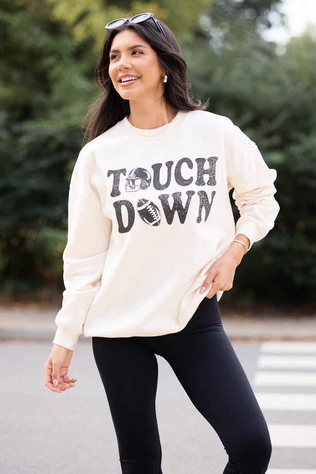 Touchdown Printed Cream Graphic Sweatshirt