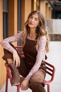 Honey Pink And Brown Paisley Mesh Top