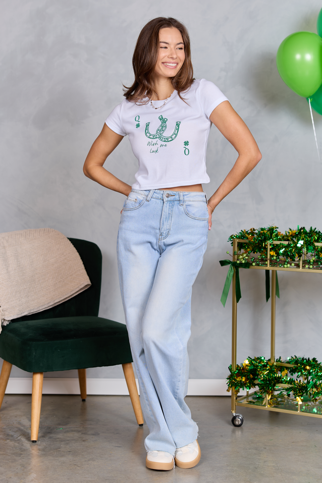 Wish Me Luck White Baby Graphic Tee