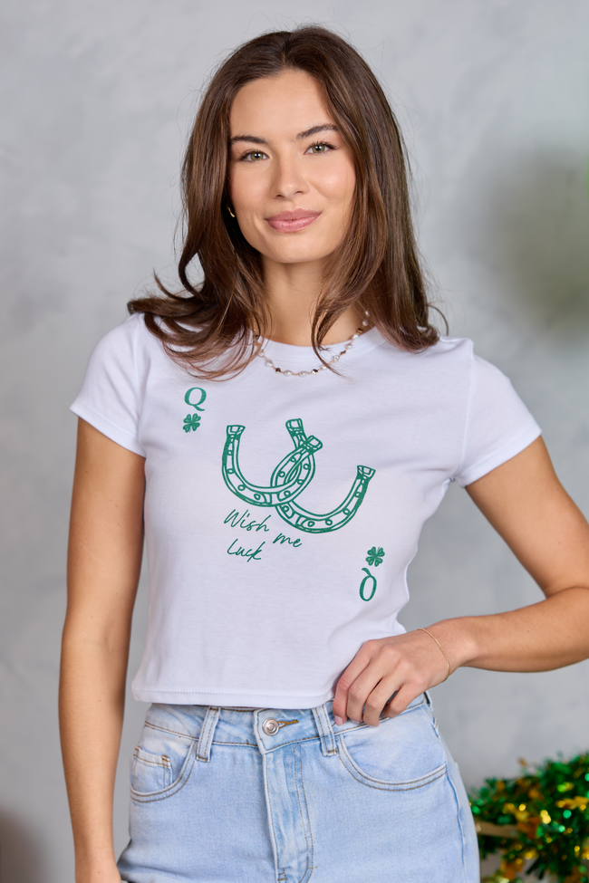Wish Me Luck White Baby Graphic Tee