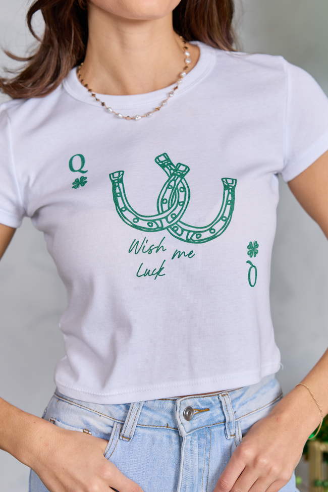 Wish Me Luck White Baby Graphic Tee