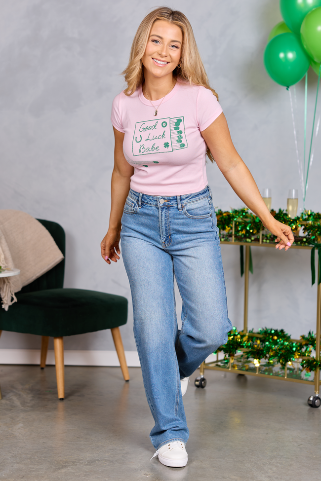 Good Luck Babe Pink Baby Graphic Tee