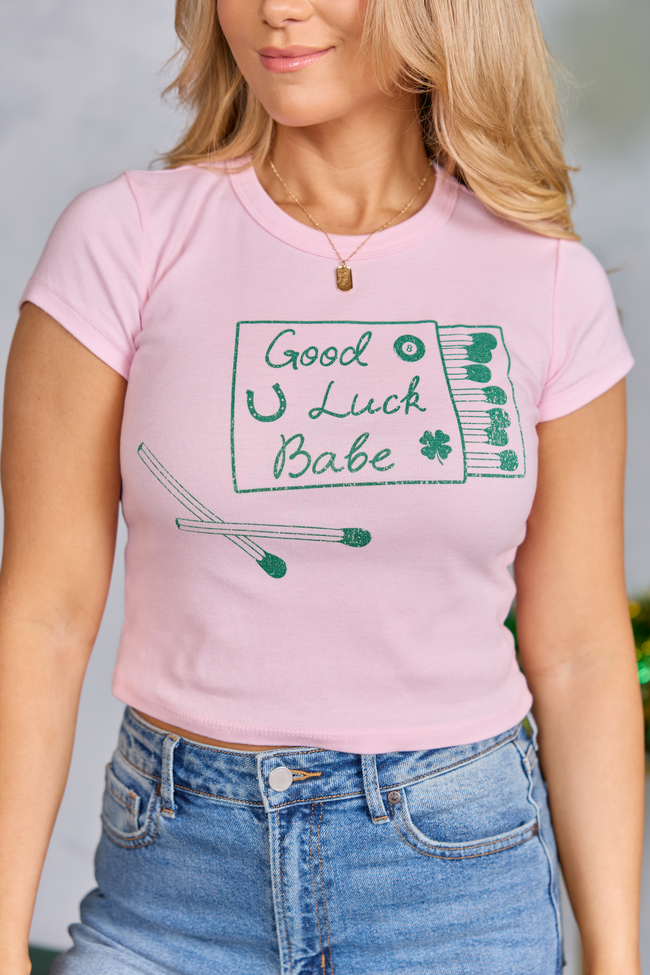 Good Luck Babe Pink Baby Graphic Tee