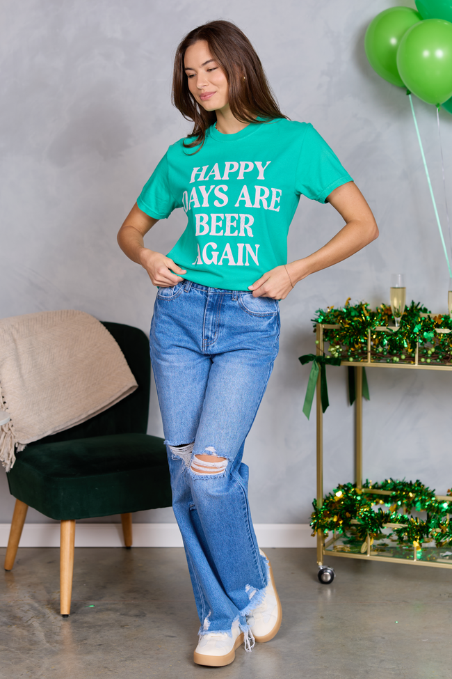 Happy Days Are Beer Again Green Graphic Tee