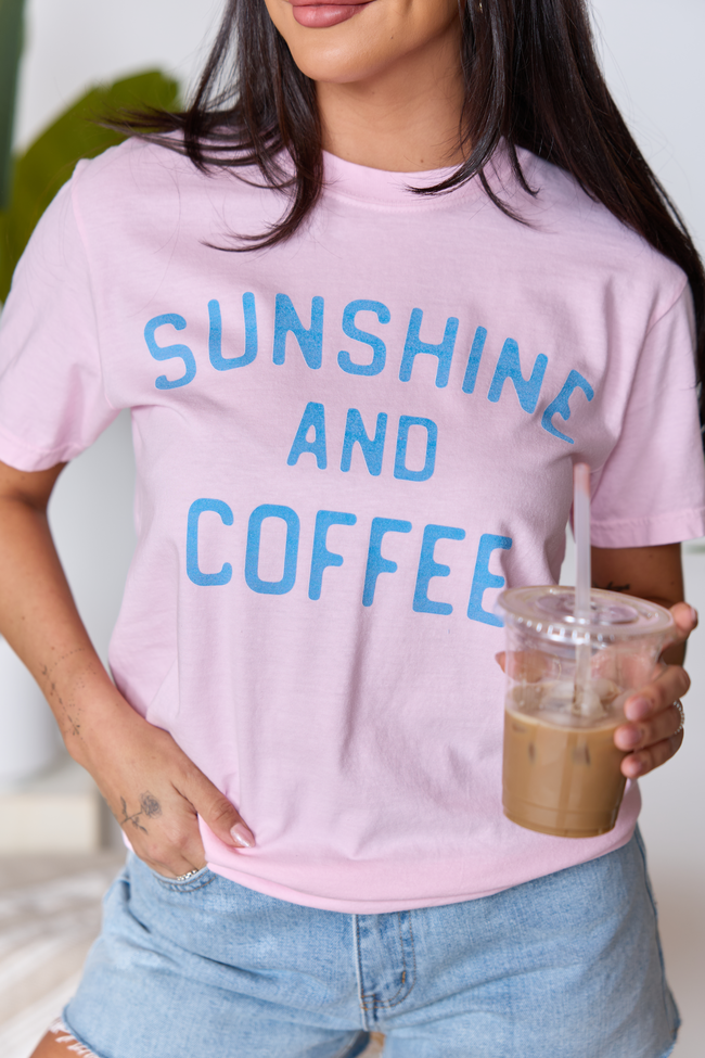 Sunshine And Coffee Light Pink Graphic Tee