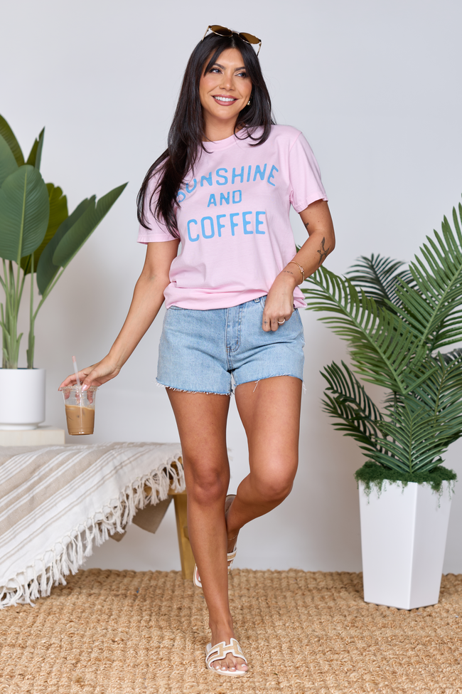 Sunshine And Coffee Light Pink Graphic Tee