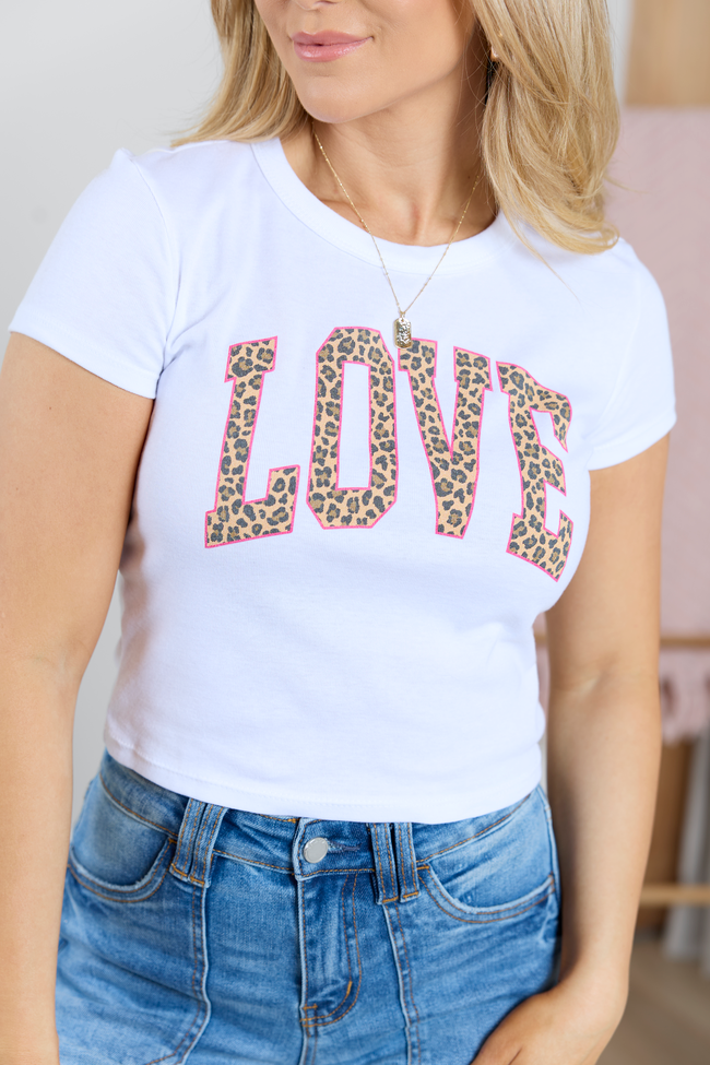 Love Block Leopard White Baby Graphic Tee