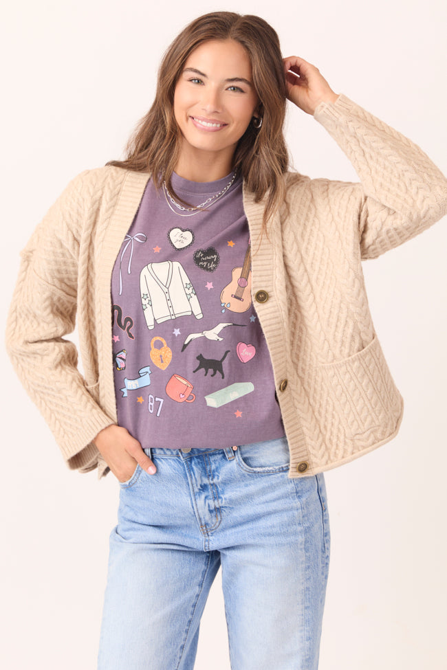 Eras Multi Icons Purple Graphic Tee