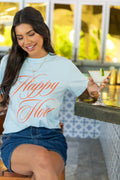 Happy Hour Light Blue Comfort Color Graphic Tee