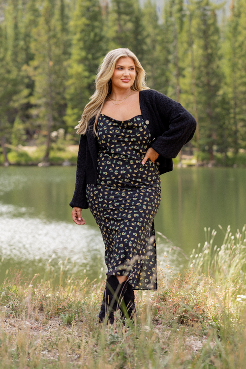 Bianca Black Floral Slip Dress