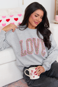 Love Block Leopard Light Grey Graphic Sweatshirt