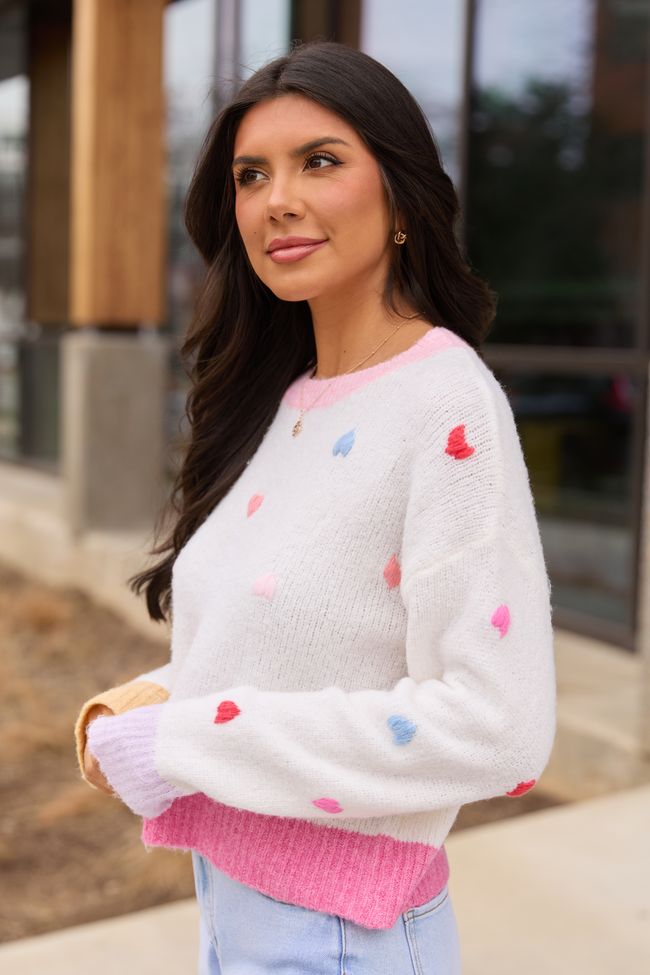 All the Hearts Ivory Crewneck Sweater