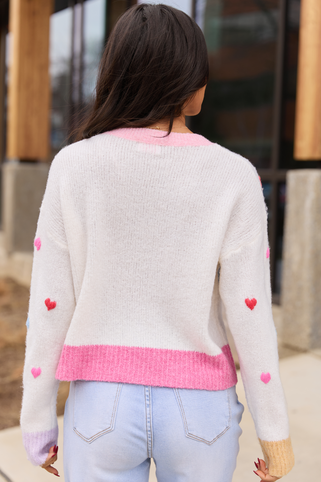 All the Hearts Ivory Crewneck Sweater