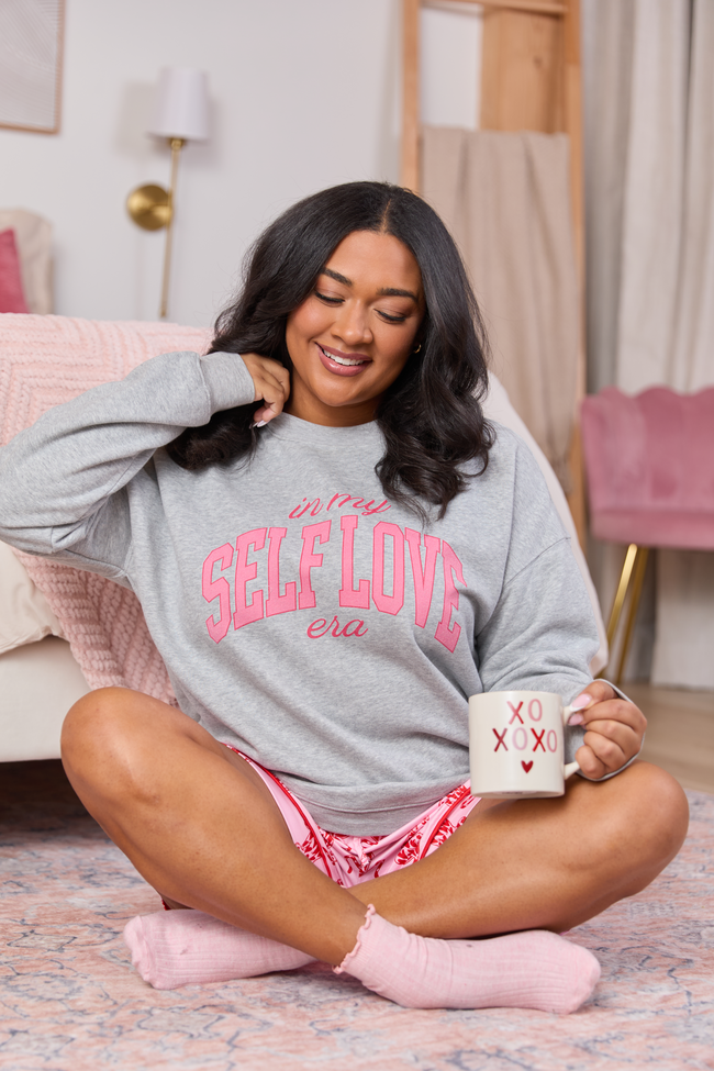 Self Love Era Light Grey Graphic Sweatshirt