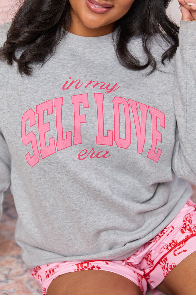 Self Love Era Light Grey Graphic Sweatshirt