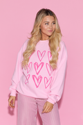 Sketched Hearts Light Pink Graphic Sweatshirt