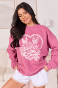 Lace Heart Rose Graphic Sweatshirt